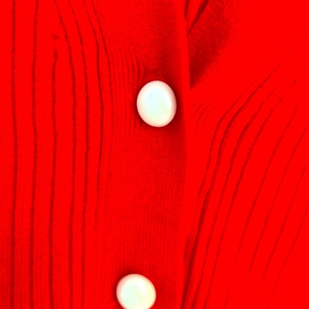 Commense Red Ribbed Button-Up Cardigan - Picture 6 of 10